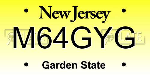M64GYG New Jersey License Plate