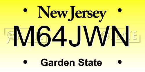 M64JWN New Jersey License Plate