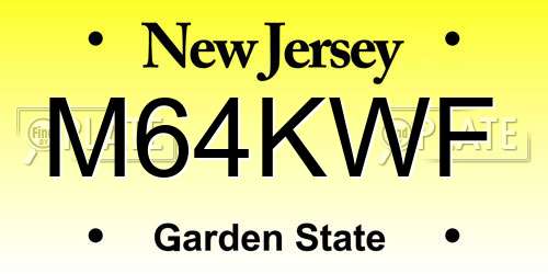 M64KWF New Jersey License Plate