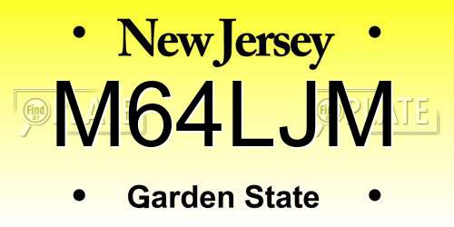 M64LJM New Jersey License Plate