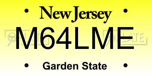 M64LME New Jersey License Plate