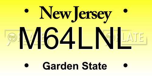M64LNL New Jersey License Plate