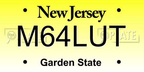 M64LUT New Jersey License Plate