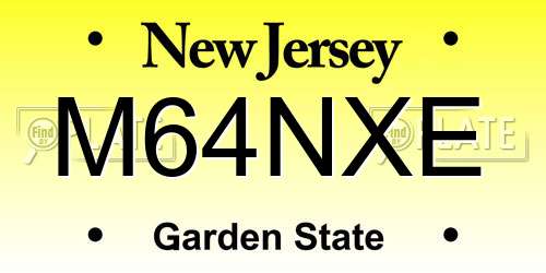 M64NXE New Jersey License Plate