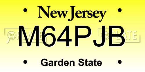 M64PJB New Jersey License Plate