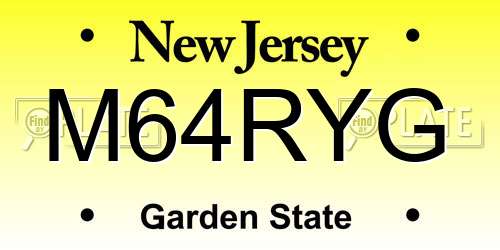 M64RYG New Jersey License Plate