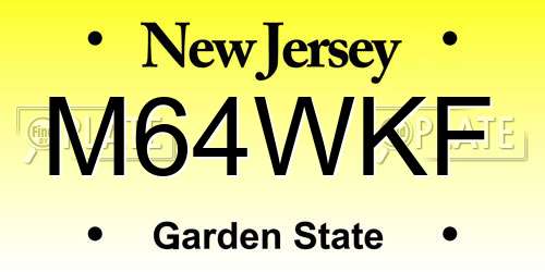 M64WKF New Jersey License Plate