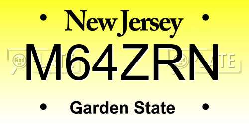 M64ZRN New Jersey License Plate