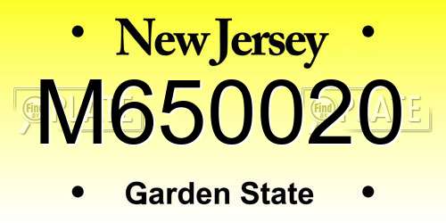 M650020 New Jersey License Plate