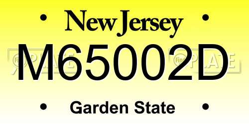M65002D New Jersey License Plate