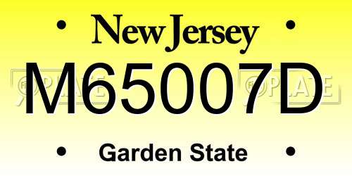 M65007D New Jersey License Plate