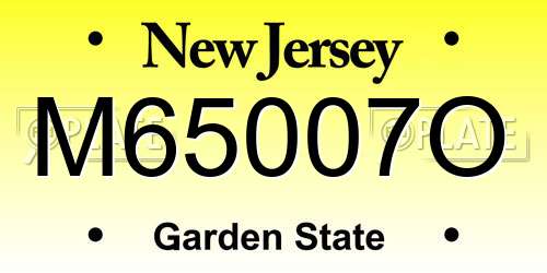M65007O New Jersey License Plate
