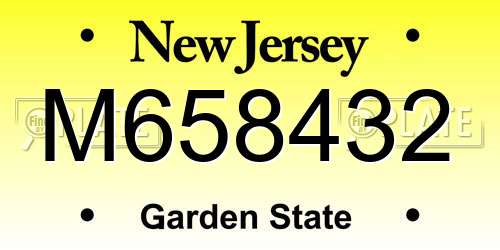 M658432 New Jersey License Plate