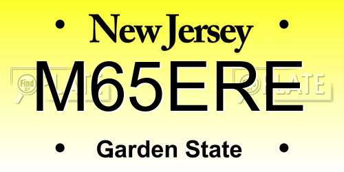 M65ERE New Jersey License Plate