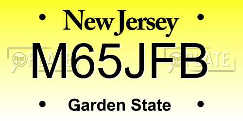 M65JFB New Jersey License Plate