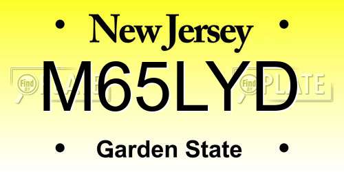 M65LYD New Jersey License Plate
