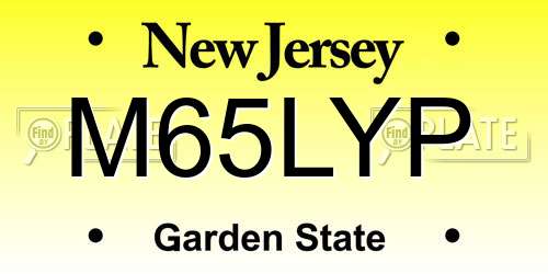M65LYP New Jersey License Plate