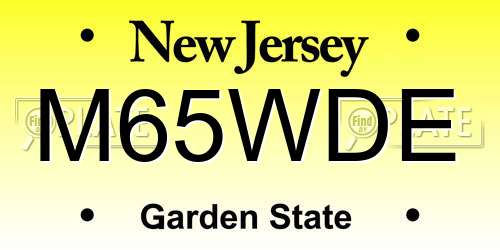 M65WDE New Jersey License Plate