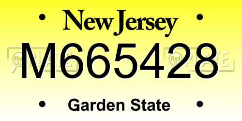 M665428 New Jersey License Plate