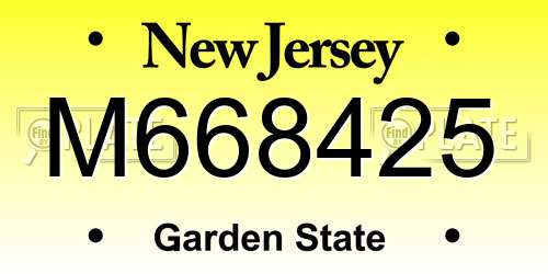 M668425 New Jersey License Plate