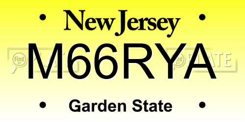 M66RYA New Jersey License Plate