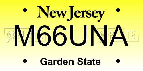M66UNA New Jersey License Plate