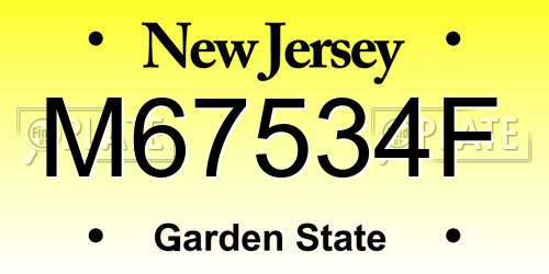 M67534F New Jersey License Plate