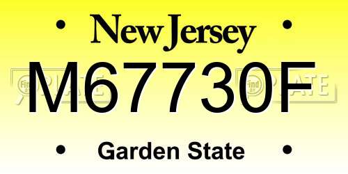 M67730F New Jersey License Plate
