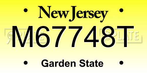 M67748T New Jersey License Plate