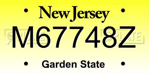 M67748Z New Jersey License Plate