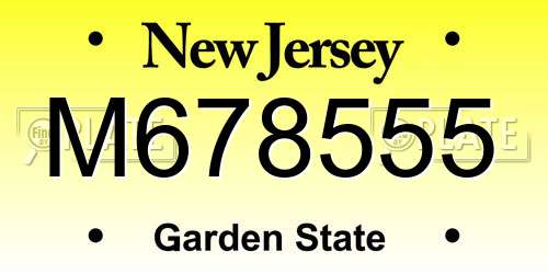 M678555 New Jersey License Plate