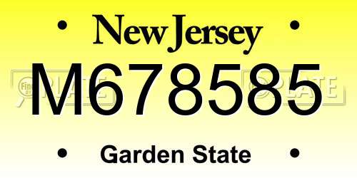 M678585 New Jersey License Plate