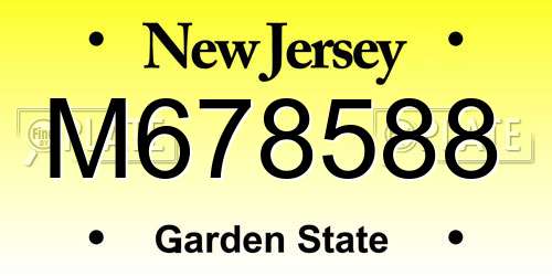 M678588 New Jersey License Plate