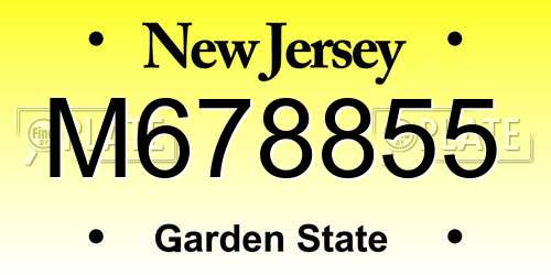 M678855 New Jersey License Plate