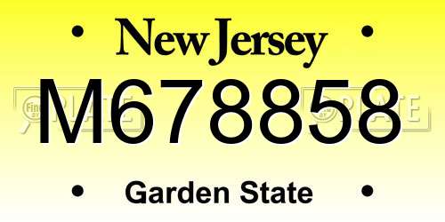 M678858 New Jersey License Plate