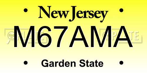 M67AMA New Jersey License Plate