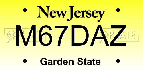 M67DAZ New Jersey License Plate