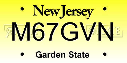 M67GVN New Jersey License Plate