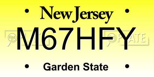 M67HFY New Jersey License Plate