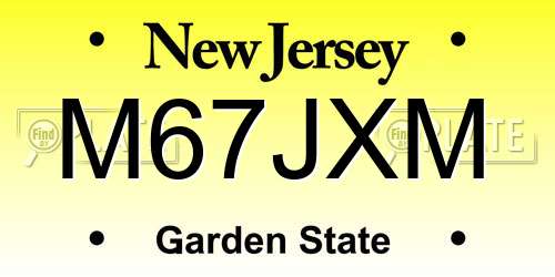 M67JXM New Jersey License Plate