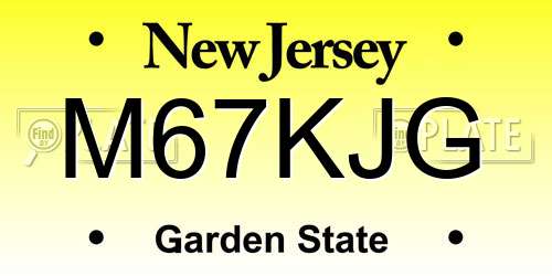 M67KJG New Jersey License Plate