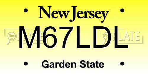 M67LDL New Jersey License Plate