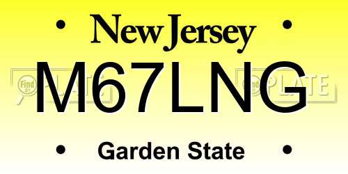M67LNG New Jersey License Plate