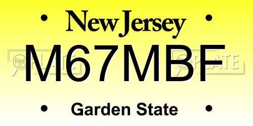 M67MBF New Jersey License Plate