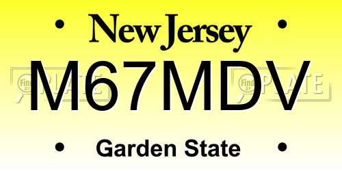 M67MDV New Jersey License Plate