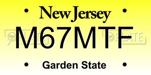 M67MTF New Jersey License Plate