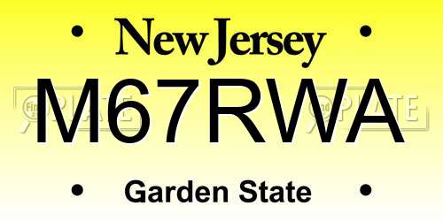 M67RWA New Jersey License Plate