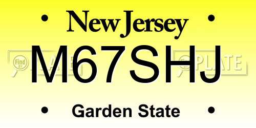 M67SHJ New Jersey License Plate