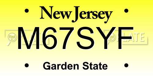 M67SYF New Jersey License Plate