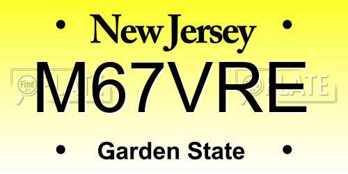 M67VRE New Jersey License Plate
